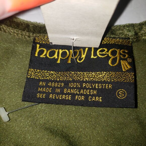 HAPPY LEGS Olive Green Short Sleeve Velour BodySuit Womens Size Small NEW - Picture 4 of 7